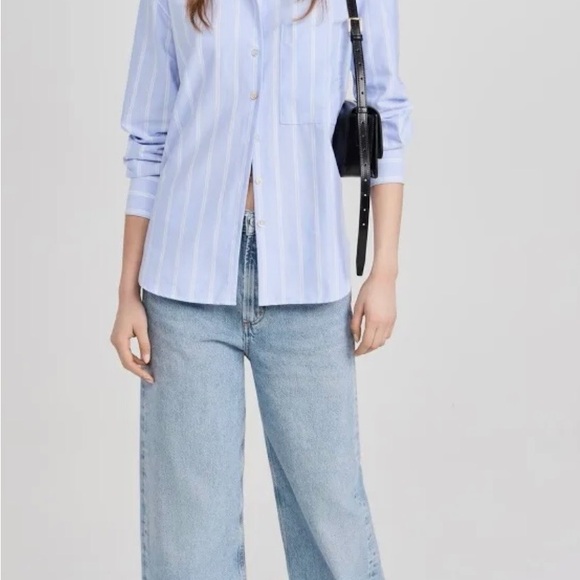 AYR Light Blue and White Striped Button-Down Shirt - Picture 3 of 8